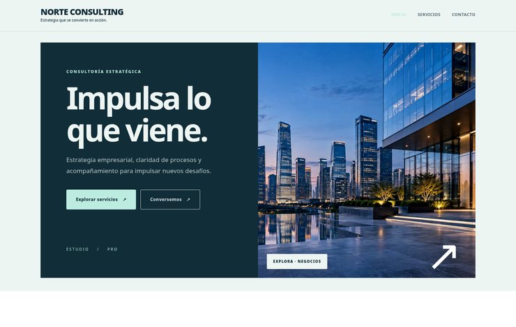 Captura real del sitio web de demostración NORTE CONSULTING
